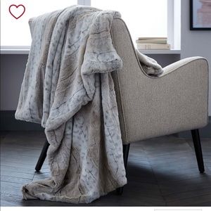 Monogrammed T, West Elm faux fur blanket
